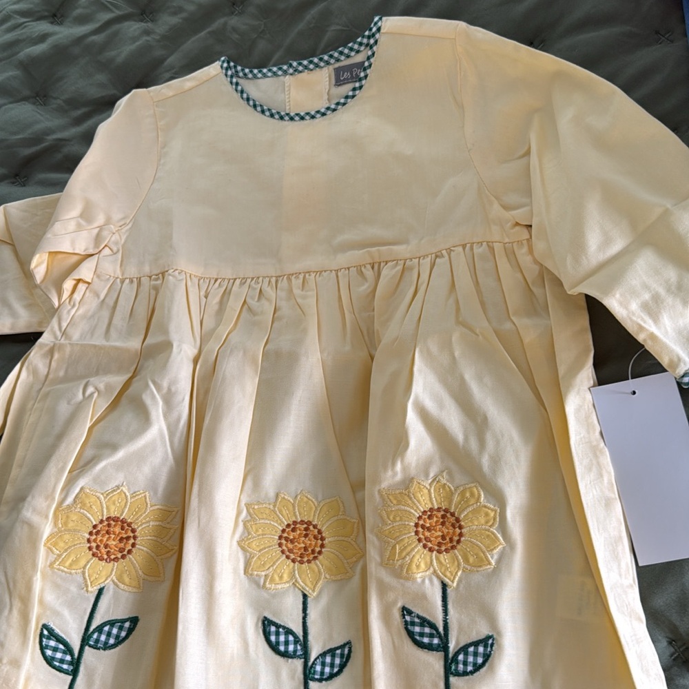 Yellow Sunflower Embroidered Girls' Dress